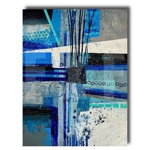 Blue Abstract Painting – Handcrafted Original Art for Home Décor - Fast Shipping